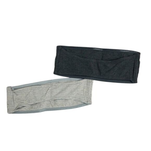 H&M Bandeau Bundle Charcoal & Heather Grey Striped Stretchy Comfortable - Picture 3 of 4